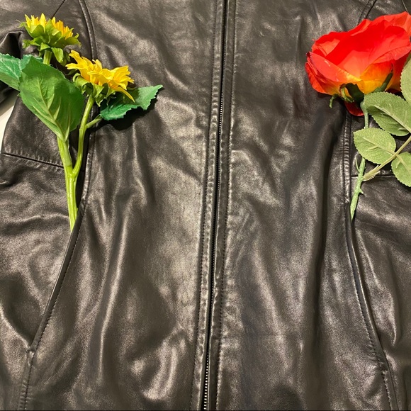 Liz Claiborne 100% Black Genuine Leather Jacket Lg - Picture 3 of 4